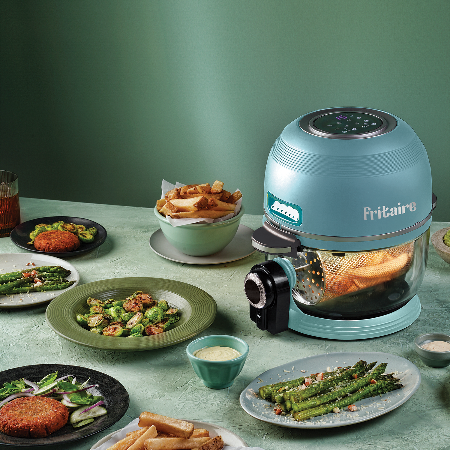 The Self-Cleaning Glass Bowl Air Fryer - TEAL